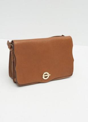 Сумка zara leather messenger bag with golden clasp