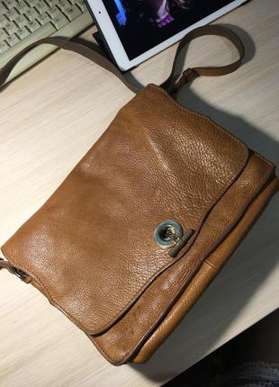 Сумка zara leather messenger bag with golden clasp3 фото