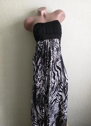 Сарафан в пол. летнее платье макси. туника с открытыми плечами. леопардовый, тигровый, зебра.5 фото