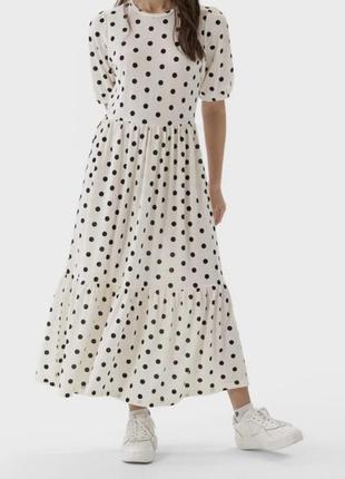 Летнее платье в горох stradivarius s-m