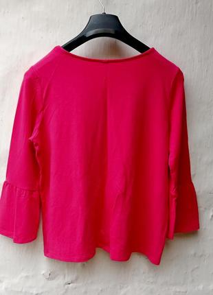 Яскравий рожевий пуловер рукав волан 🌺4 фото
