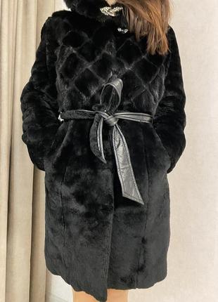 Шуба мутон з норкою