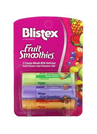 Blistex 
fruit smoothies, увлажняющий бальзам для губ, 3 стика по 2,83 г