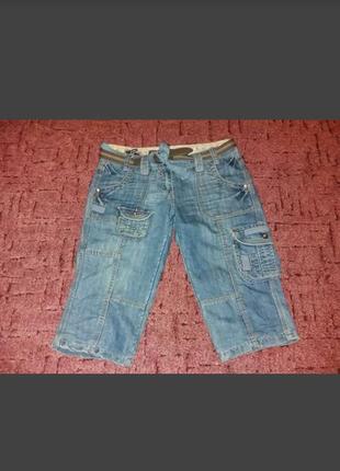 Модные джинсовые бриджи с карманами combat p.10(38)2 фото