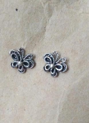 Серебряные сережки ручной работы, бабочки3 фото