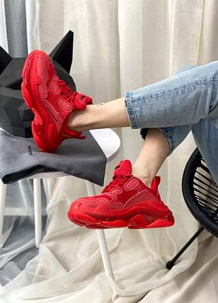 Жіночі кросівки червоні triple s / smb