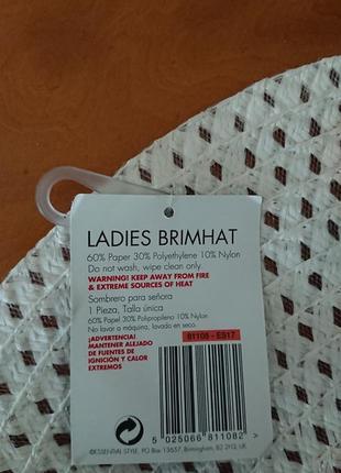 Фірмова англійська жіноча літня легка шляпа ladies brimhat,оригінал,нова з бірками, папір.5 фото