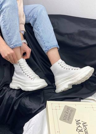 Жіночі кросівки alexander mcqueen tread slick total white знижка sale 💫 кросівки білі високі1 фото