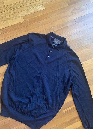 Чоловічий поло з довгими рукавами вовна/шовк m&s slim fit xl