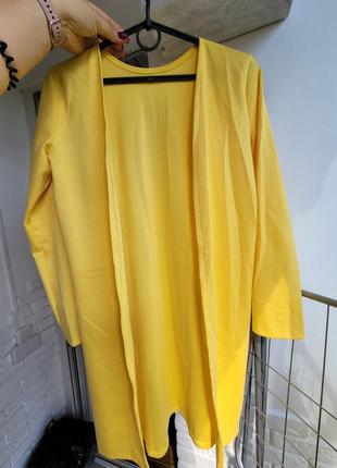 Костюм трикотажный желтый кардиган+штаны5 фото