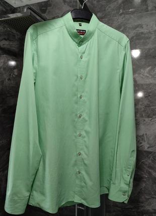 Мужская рубашка с длинным рукавом воротник стойка marvelis