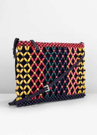 Оригинальная сумка клатч из натуральных деревянных бусин hush