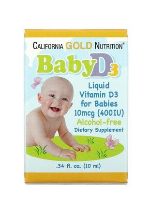 California gold nutrition 400me вітамін d3 д3 в рідкій формі без спирту. для дітей і дорослих, д31 фото