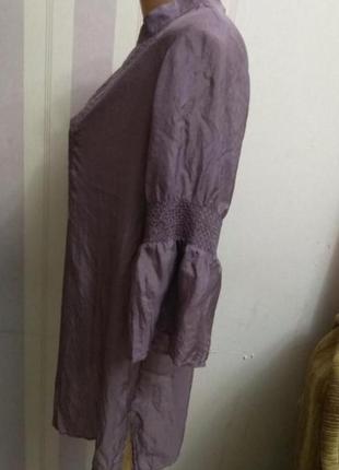 Шовкова лавандова блуза сукня пляжна туніка шелковая лавандовая  блузка4 фото
