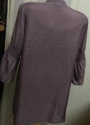 Шовкова лавандова блуза сукня пляжна туніка шелковая лавандовая  блузка6 фото