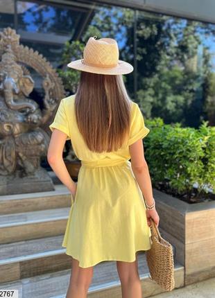 Сукня жовте льон лляне4 фото