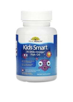 Bioglan smart kids, smart kids, риб'ячий жир із високим вмістом омега-3 дгк, чудовий фруктовий смак, 30 жувальних капсул3 фото