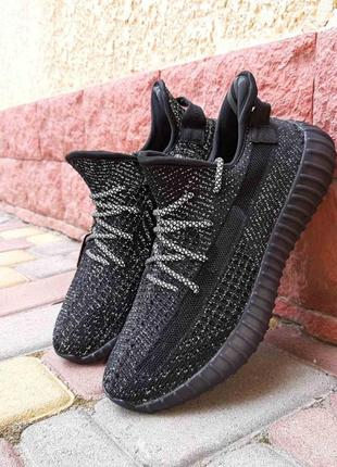 Чоловічі кросівки adidas yeezy boost 350 чорні повний рефлектив