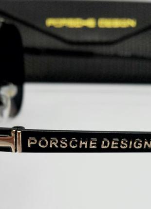 Porsche design модные солнцезащитные очки капли черные с золотом поляризированные4 фото