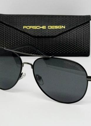 Porsche design стильні чоловічі сонцезахисні окуляри чорні краплі поляризированные в чорному металі