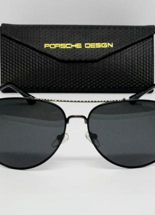 Porsche design стильные мужские солнцезащитные очки капли черные поляризированные в черном металле2 фото