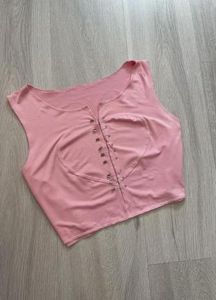 Топ майка футболка з булавками в стилі печворк patchwork shein без рукавів / укороченый топик в стиле пэчворк оверсайз