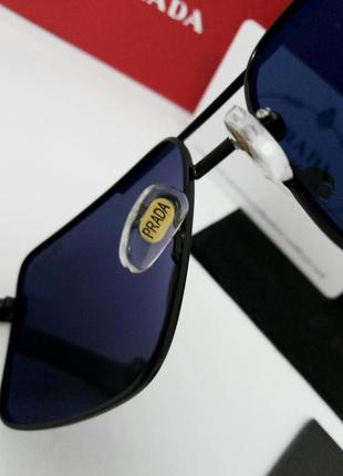 Prada модні чоловічі сонцезахисні окуляри класика чорні з золотом поляризированные7 фото