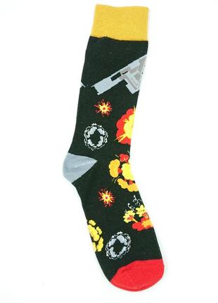 Ба-бах 🛫🎇чоловічі чорні шкарпетки з принтом, малюнком літака та вибух3 фото