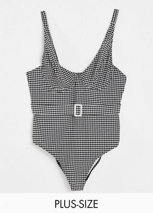 Сірий суцільний купальник великих розмірів