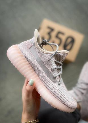 Adidas yeezy 350 v2 "synth reflective" женские кроссовки  адидас ези буст розовые