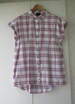 Стильна трендова сорочка з коротким цільнокроєним рукавом