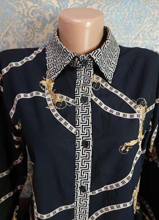 Красивая женская блуза в рисунок версаче рубашка батник блузка блузочка р.44/462 фото