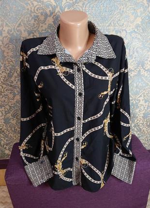 Красивая женская блуза в рисунок версаче рубашка батник блузка блузочка р.44/465 фото