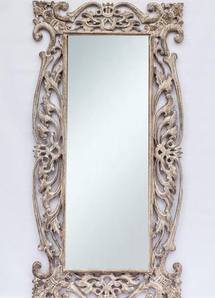 Зеркало настенное белого цвета в деревянной резной раме "толедо" размеры 145см*70см