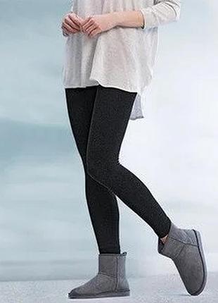 Теплые термо леггинсы с начесом, размер m/l,  цвет черный