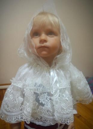 Див.фото. дитяча хустка на хрестини косинка чепчик шапочка для крестин для девочки