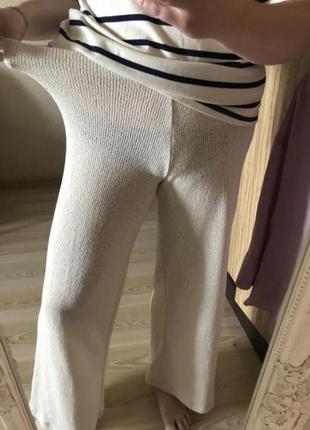 Нові гарні в'язані світлі прямі штани на резинці кроше 50-54 р від zara10 фото