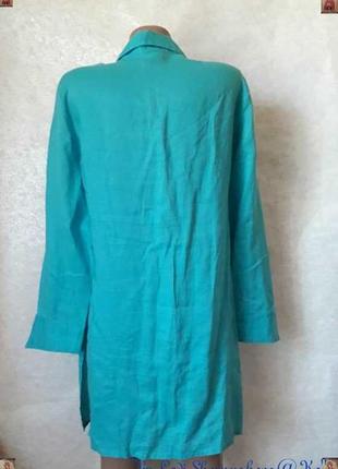 Удлинённая фирменная queen блуза/рубашка/платье/туника со 100% рами в бирюзе, размер м-л2 фото