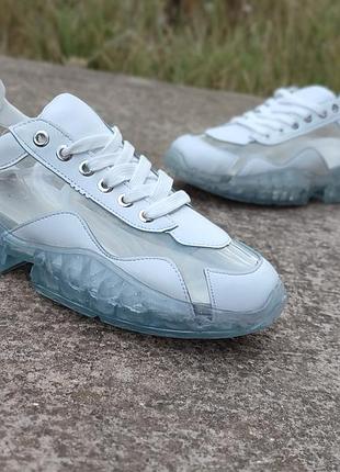 Білі з прозорим силіконом кросівки, мокасини сліпони туфлі