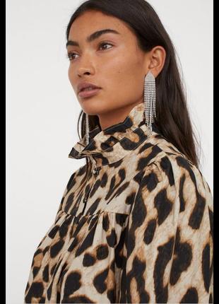 Натуральна блуза сорочка вільного крою в леопардовий тваринний принт3 фото