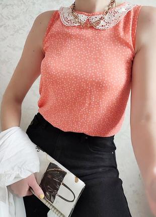 🔥шифонова блуза у горох з комірцем george