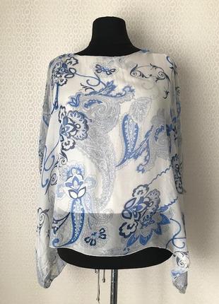 Невесомая шелковая (100% шелк) блуза, италия, универсальный размер (м-3xl)2 фото