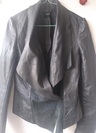 Женская кожаная серая куртка косуха бренда oasis9 фото