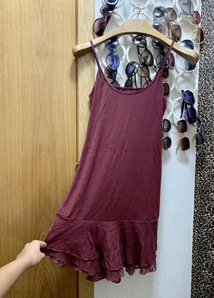 Хлопковая ночнушка бордовая ночнушка пижама-платье1 фото