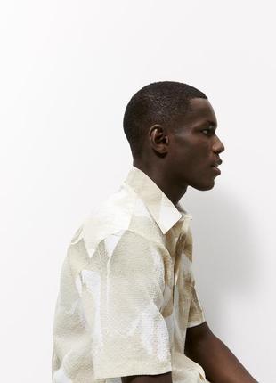Рубашка с коротким рукавом из жатой ткани с принтом zara - m, l, xl4 фото
