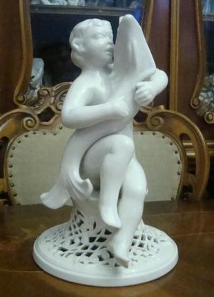 Велика антикварні статуетка путті з дельфіном фарфор німеччина №57