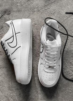 Кросівки nike air force 1 low white custom reflective3 фото