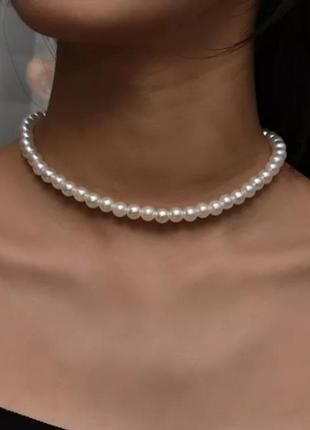 Жемчужное колье ожерелье чокер жемчуг имитация