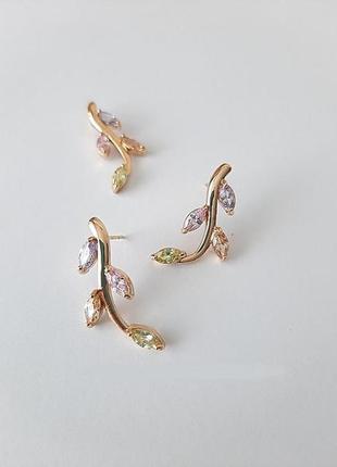 Набір прикрас підвіска сережки з фіанітами позолота