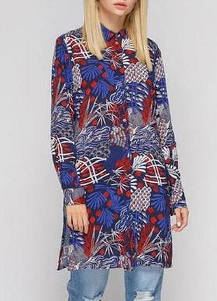 Блуза сорочка туніка оверсайз H&M з орнаментом сорочка туніка